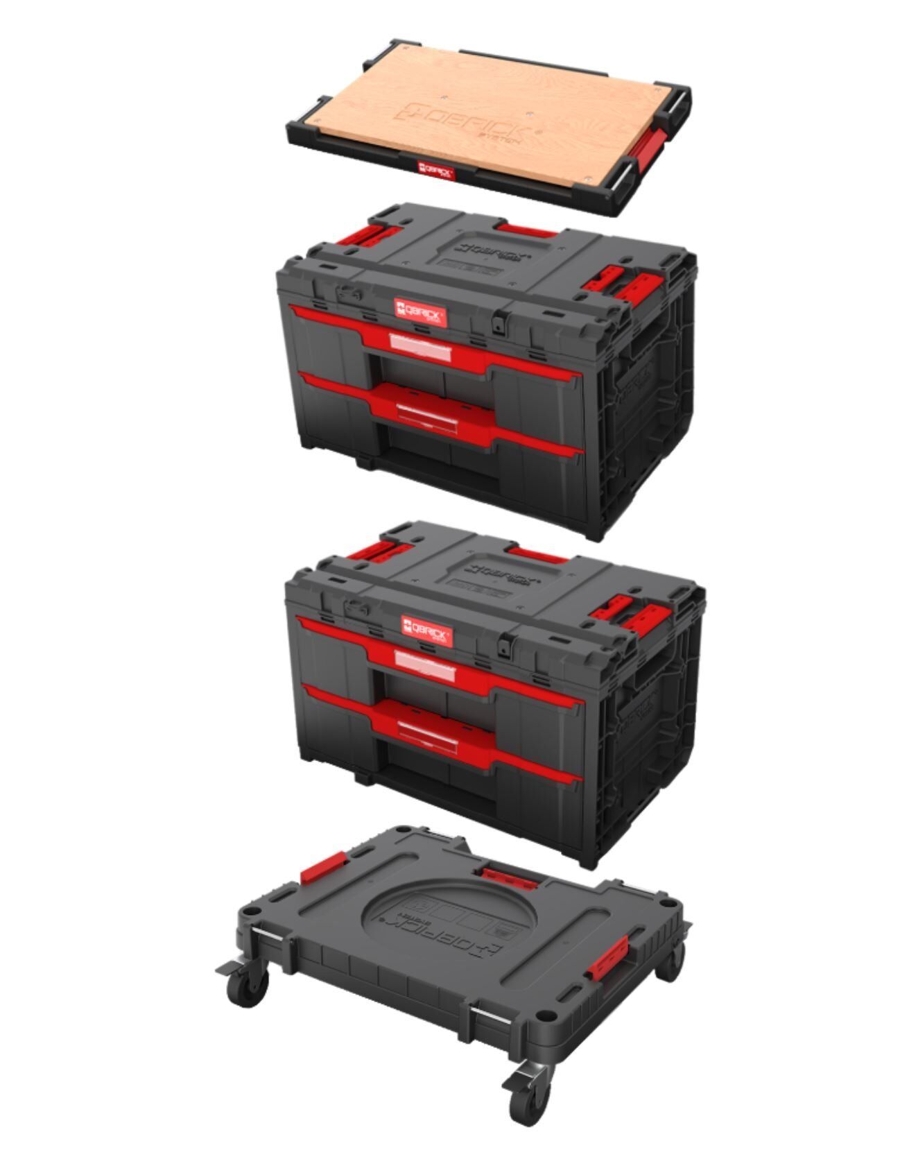 QBRICK System ONE 3'lü WorkShop Tekerli Takım Çantası Çekmeceli