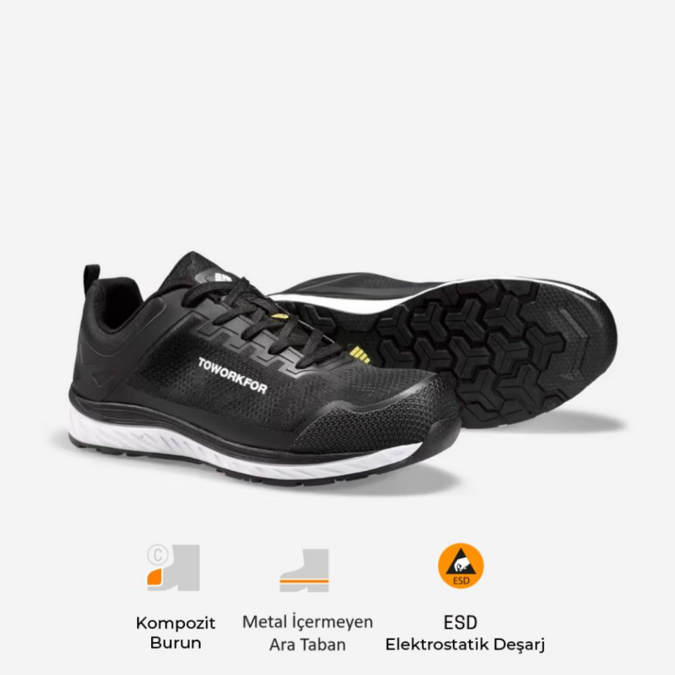 TOWORKFOR SUPER SET BLACK S1P SRC ESD 45 Numara İş Ayakkabısı