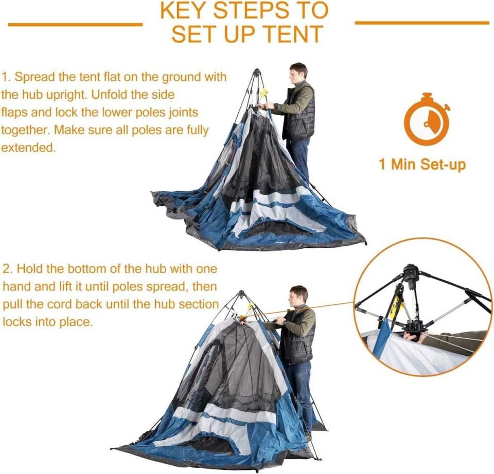 MobiHome DomeHike 6 Kişilik Otomatik Çadır Mavi (205586)