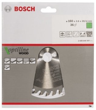 Bosch Aksesuarlar Bosch - Optiline Serisi Ahşap için Daire Testere Bıçağı 160*20/16 mm 36 Diş
