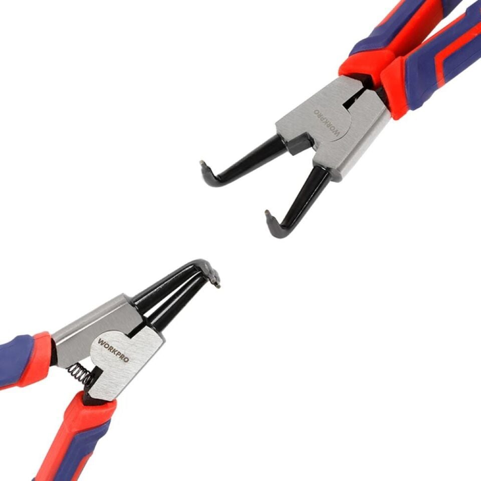 WORKPRO WP231151 180MM CR-V Eğri Uçlu Yaylı Profesyonel Dış Segman Pensesi