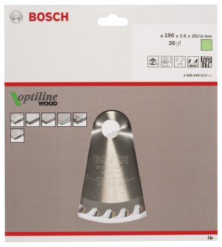 Bosch Aksesuarlar Bosch - Optiline Serisi Ahşap için Daire Testere Bıçağı 190*20/16 mm 36 Diş