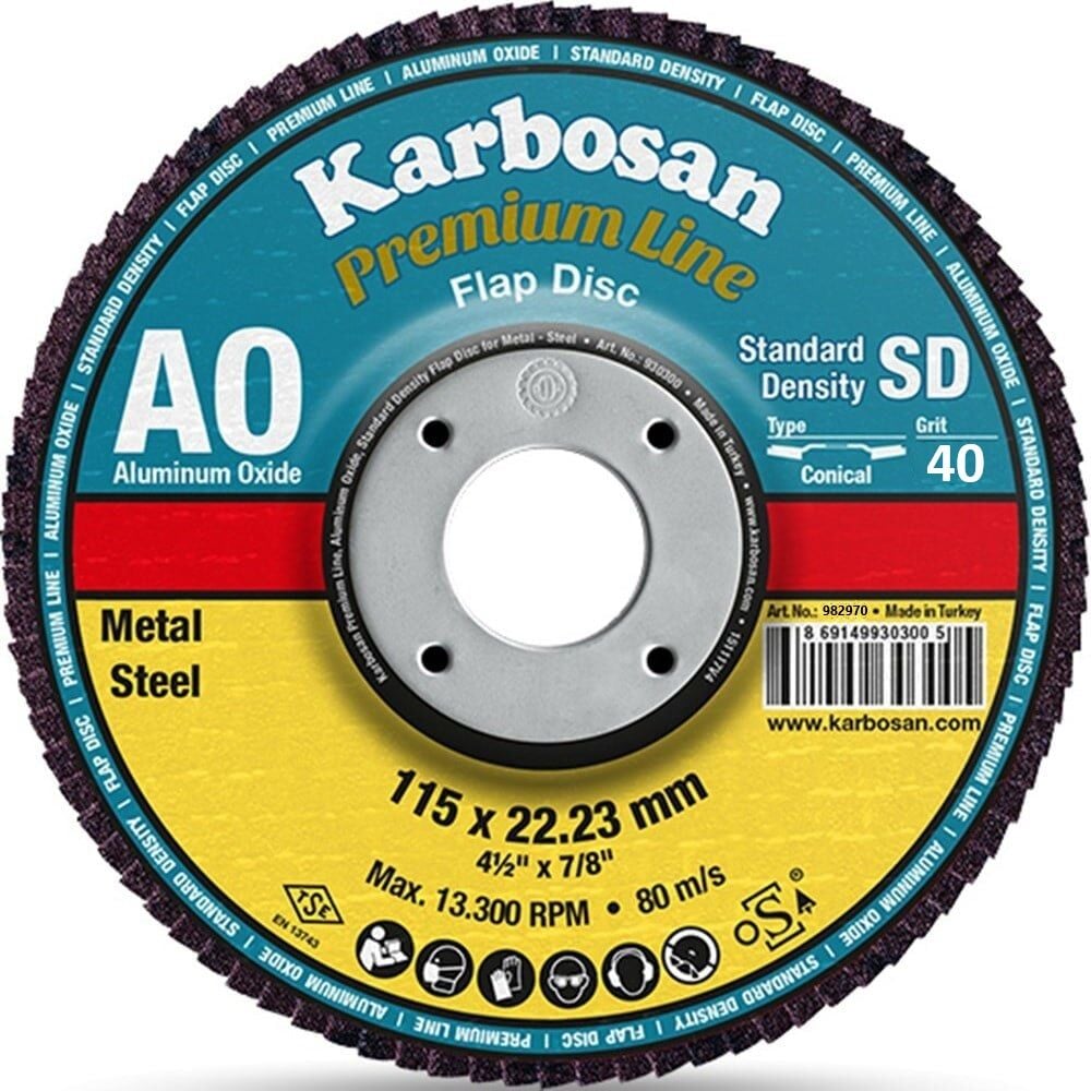 115X22 40 KUM KARBOSAN FLAP DİSK AO 10'lu Paket