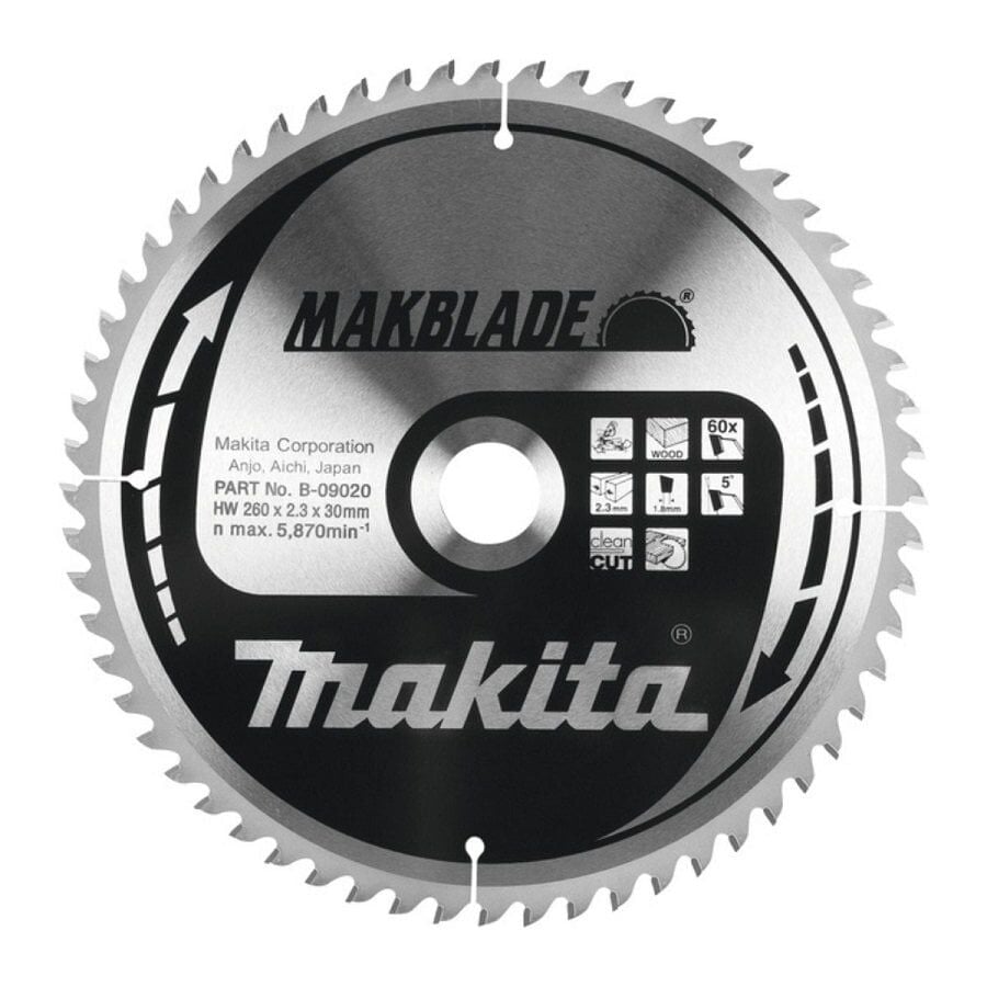 MAKİTA 260x2,3x30 mm 60 Diş Elmas Uçlu Ahşap Daire Testere Bıçağı B-09020