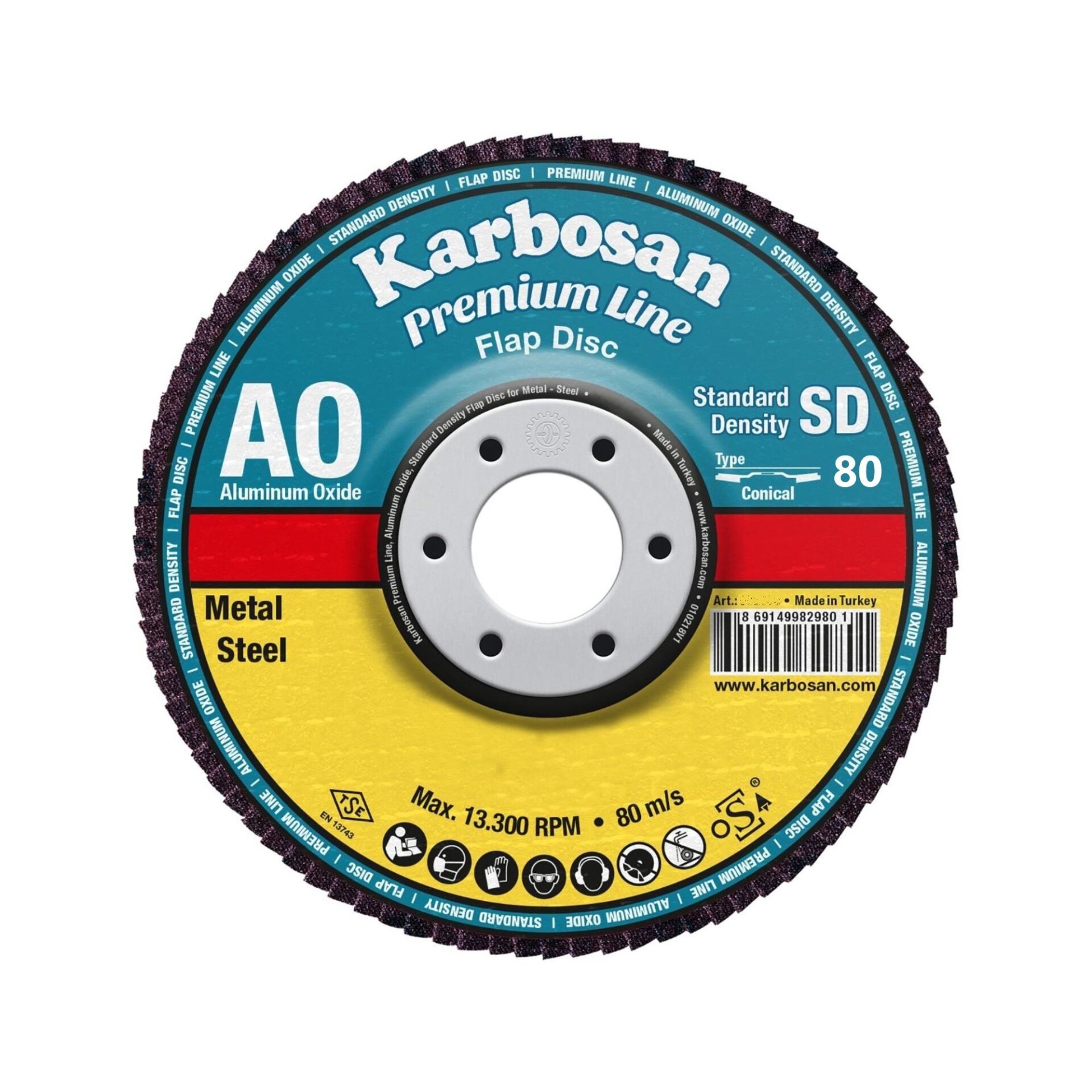 115X22 80 KUM KARBOSAN FLAP DİSK AO 10'lu Paket