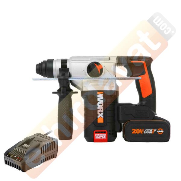 WORX WX380.9C 20Volt 2.0Ah. 2.2J Li-ion Tek Akülü Şarjlı Profesyonel SDS-Plus Pnömatik Kırıcı/Delici