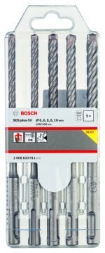 Bosch Aksesuarlar Bosch - SDS plus-5X Serisi Kırıcı Delici Matkap Ucu 5 Parça Set (6,6,8,8,10 x 160 mm)