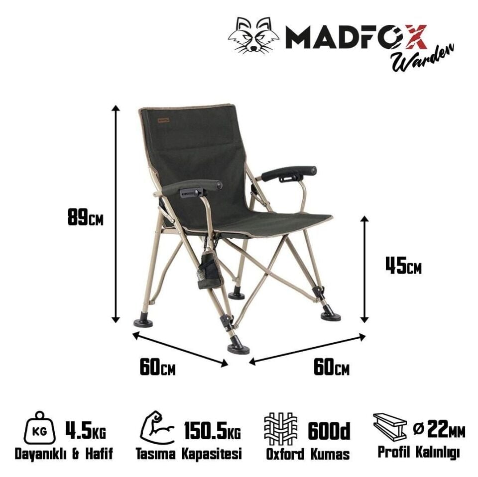 MADFOX WARDEN Katlanır Kamp Sandalyesi (Yeşil)