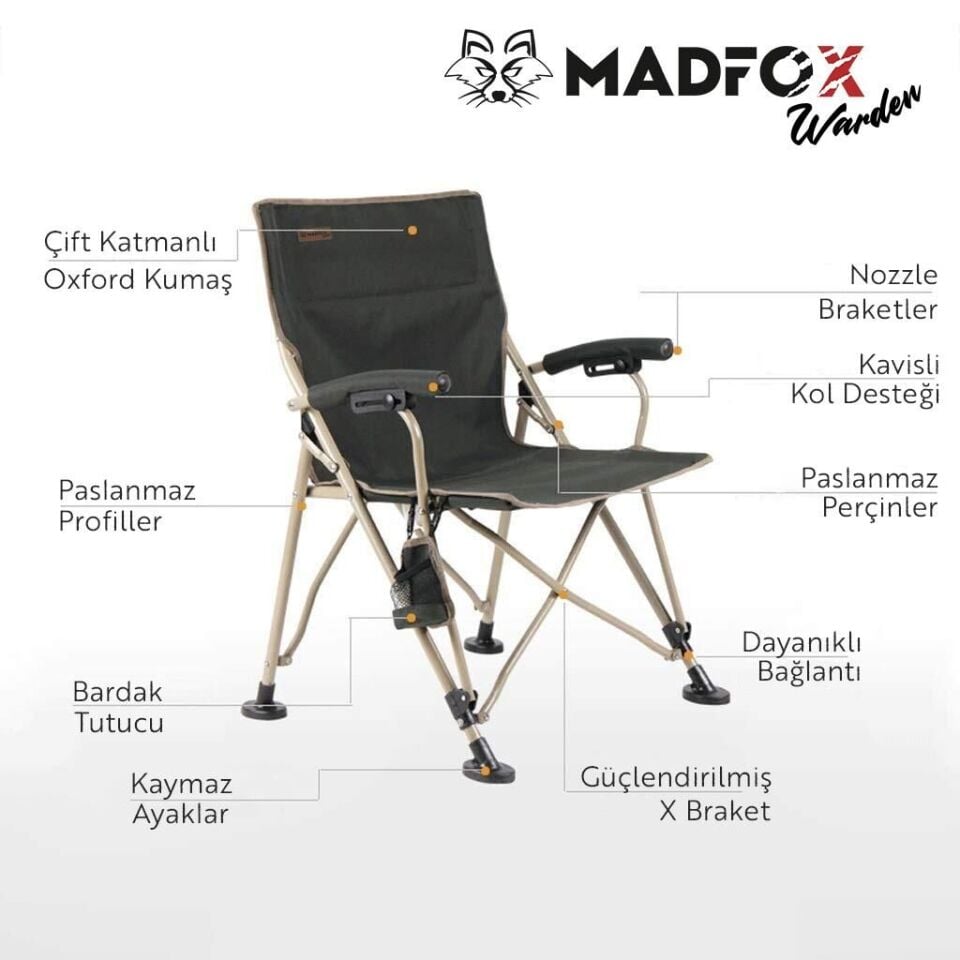 MADFOX WARDEN Katlanır Kamp Sandalyesi (Yeşil)