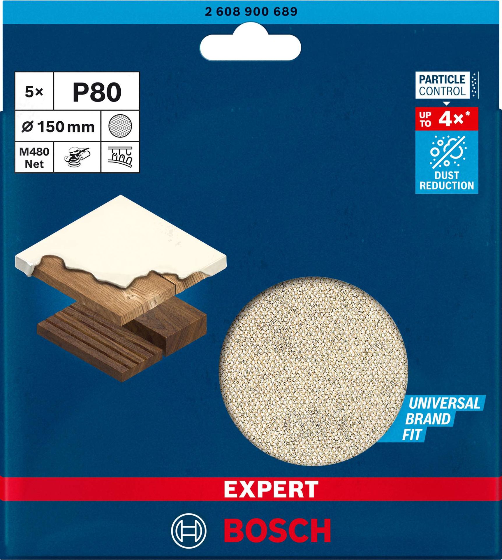 Bosch Aksesuarlar Bosch EXPERT M480 Ağ Zımpara 150mm 80 Kum 5'li