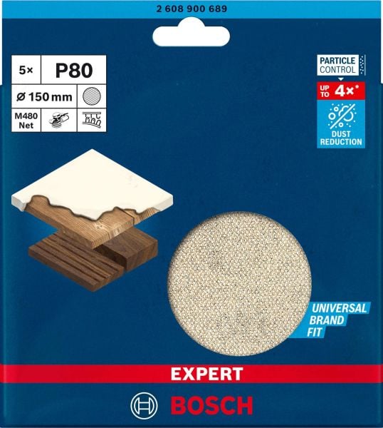 Bosch Aksesuarlar Bosch EXPERT M480 Ağ Zımpara 150mm 80 Kum 5'li