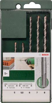 Bosch Aksesuarlar Bosch - SDS Plus Kırıcı Delici Matkap Ucu Seti 5 Parça (5,5,5 x 110, 6,7,8 x 160 mm)